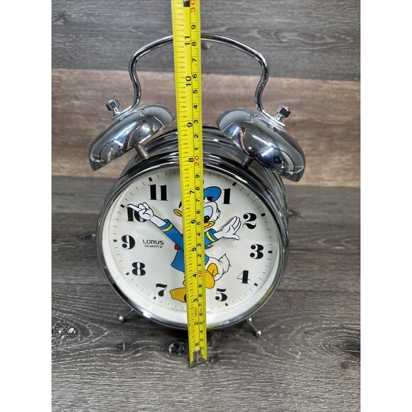 Vintage Walt Disney Donald Duck Lrg Bell Alarm Clock Lorus Quartz Japan 11” Tall - Picture 10 of 12